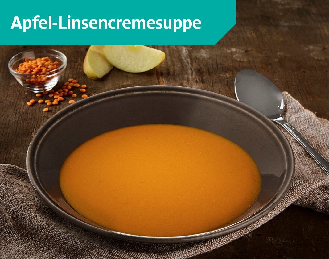 Apfel-Linsencremesuppe hochkalorisch